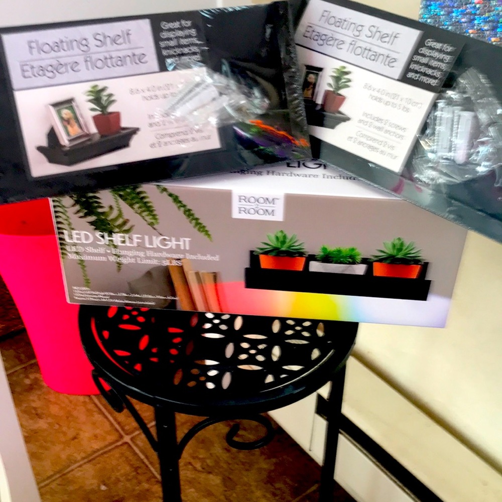 Brand new three piece floating shelf lot LED